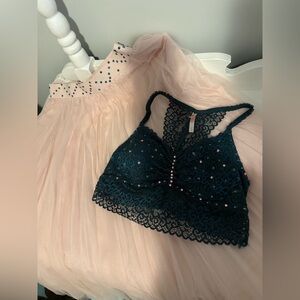 Pink Skirt and Lace Bralette Dance Costume